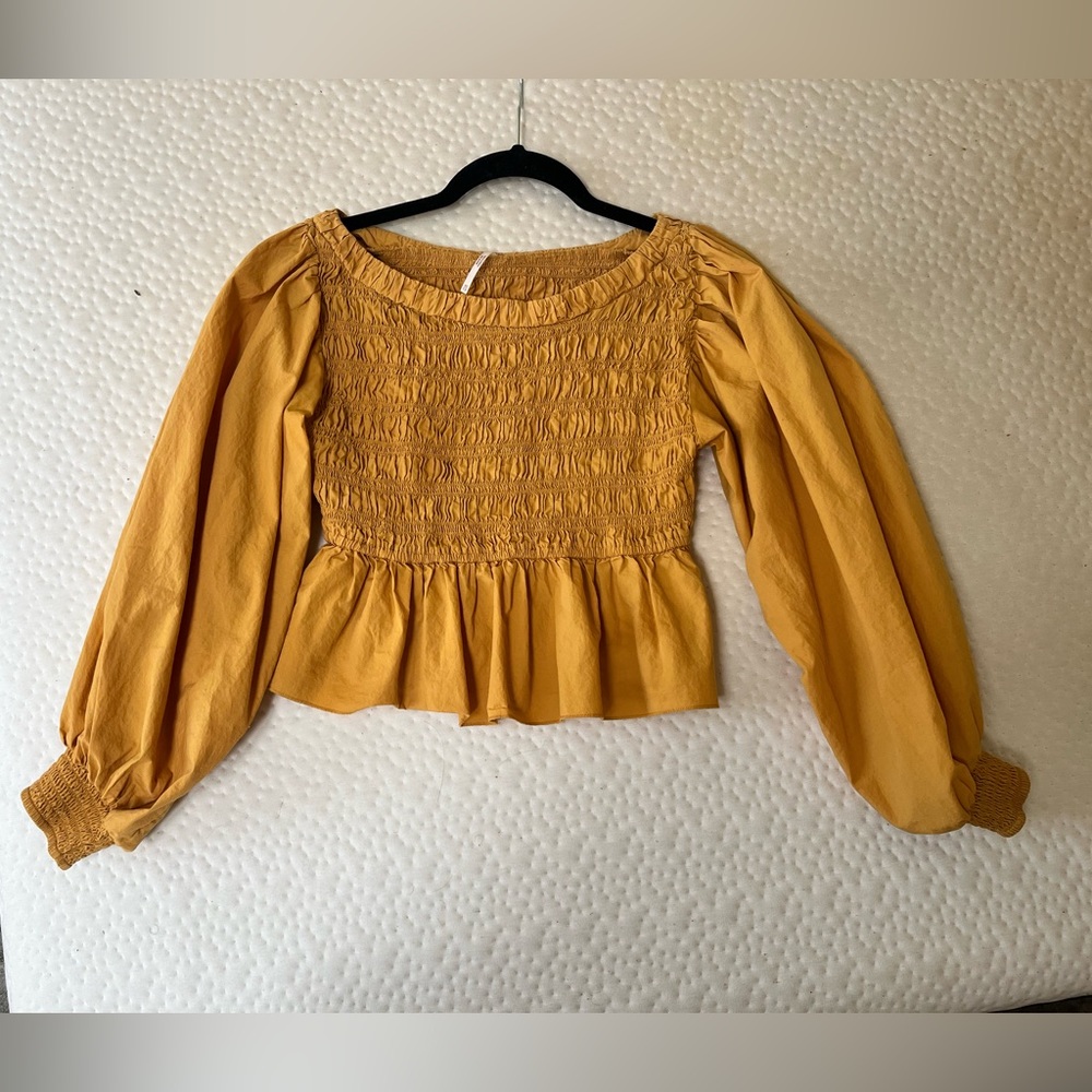 Free People Ruffled Ballon Sleeve Blouse